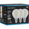 Mexen Vintis 3x LED-Filamentlampe E14, G45, 4W, Neutral - 4000K, 470 lm, klar - L156-E14-0427-00x03 - L156-E14-0440-00x03