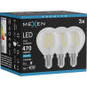 Mexen Vintis 3x LED-Filament-Glühbirne E14, G45, 4W, Kalt - 6500K, 470 lm, klar - L156-E14-0465-00x03