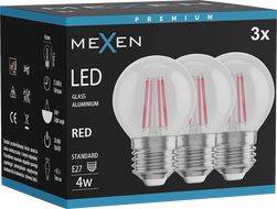 Mexen Vintis 3x LED-Filament Glühbirne E27, G45, 4W, 55 lm, rot - L156-E27-04XX-45x03