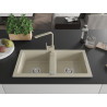 Mexen Mario Granitspüle 2-Kammern mit Küchenarmatur Rita, beige - 6504-69-670300-69