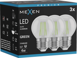 Mexen Vintis 3x Filament-LED-Glühbirne E27, G45, 4W, 55 lm, grün - L156-E27-04XX-46x03