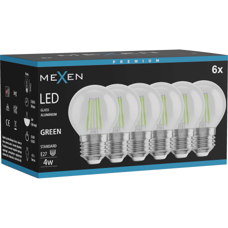 Mexen Vintis 6x Filament-LED-Birne E27, G45, 4W, 55 lm, grün - L156-E27-04XX-46x06
