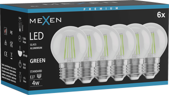 Mexen Vintis 6x Filament-LED-Birne E27, G45, 4W, 55 lm, grün - L156-E27-04XX-46x06