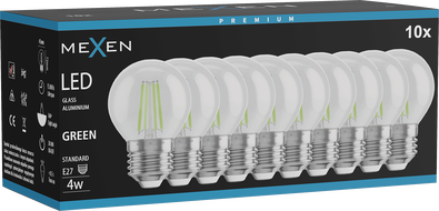 Mexen Vintis 10x LED-Glühbirne Filament E27, G45, 4W, 55 lm, grün - L156-E27-04XX-46x10