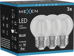Mexen Vintis 3x LED-Filamentlampe E27, G45, 4W, 55 lm, blau - L156-E27-04XX-47x03