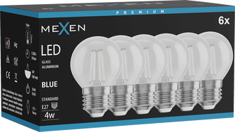Mexen Vintis 6x LED-Filamentlampe E27, G45, 4W, 55 lm, blau - L156-E27-04XX-47x06