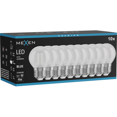 Mexen Vintis 10x LED-Filamentlampe E27, G45, 4W, 55 lm, blau - L156-E27-04XX-47x10