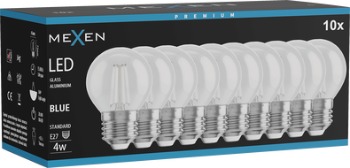 Mexen Vintis 10x LED-Filamentlampe E27, G45, 4W, 55 lm, blau - L156-E27-04XX-47x10