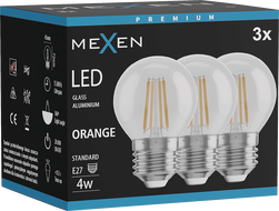 Mexen Vintis 3x LED-Filament-Glühbirne E27, G45, 4W, 55 lm, orange - L156-E27-04XX-48x03