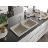 Mexen Mario granitspüle 2-kammerig mit Küchenarmatur Rita, beige - 6504-69-670300-69