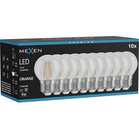 Mexen Vintis 10x LED Filament Glühbirne E27, G45, 4W, 55 lm, orange - L156-E27-04XX-48x10
