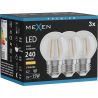 Mexen Vintis 3x LED-Filamentlampe E27, G45, 2W, Warm - 2700K, 240 lm, klar - L156-E14-0227-00x03 - L156-E27-0227-00x03