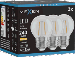 Mexen Vintis 3x LED-Filamentlampe E27, G45, 2W, Warm - 2700K, 240 lm, klar - L156-E14-0227-00x03 - L156-E27-0227-00x03