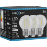 Mexen Vintis 3x Filament LED-Glühbirne E27, G45, 2W, Neutral - 4000K, 240 lm, klar - L156-E14-0227-00x03 - L156-E27-0240-00x03