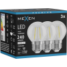 Mexen Vintis 3x LED Filament-Glühbirne E27, G45, 2W, Neutral - 4000K, 240 lm, klar - L156-E27-0227-00x03 - L156-E27-0240-00x03