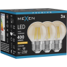 Mexen Vintis 3x LED-Filamentlampe E27, G45, 4W, Warm - 2200K, 400 lm, Amber - L156-E27-0422-50x03