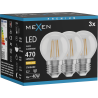 Mexen Vintis 3x LED-Filament-Glühbirne E27, G45, 4W, Warm - 2700K, 470 lm, klar - L156-E27-0427-00x03