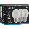 Mexen Vintis 3x LED-Filamentlampe E27, G45, 6W, Warm - 2700K, 720 lm, klar - L156-E27-0627-00x03