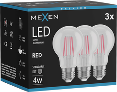 Mexen Vintis 3x LED-Filamentlampe E27, A60, 4W, 55 lm, rot - L150-E27-04XX-45x03
