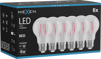 Mexen Vintis 6x LED-Filamentlampe E27, A60, 4W, 55 lm, rot - L150-E27-04XX-45x06