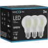 Mexen Vintis 3x LED-Filament-Glühbirne E27, A60, 4 W, 55 lm, grün - L150-E27-04XX-46x03