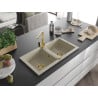 Mexen Mario Granitspüle 2-Kammer mit Küchenarmatur Rita, beige - 6504-69-670300-50