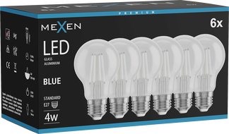 Mexen Vintis 6x LED-Filamentlampe E27, A60, 4W, 55 lm, blau - L150-E27-04XX-47x06