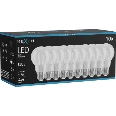 Mexen Vintis 10x LED-Filamentlampe E27, A60, 4W, 55 lm, blau - L150-E27-04XX-47x10