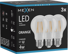 Mexen Vintis 3x LED Filament Glühbirne E27, A60, 4W, 55 lm, orange - L150-E27-04XX-48x03