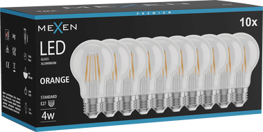 Mexen Vintis 10x LED-Filament-Glühbirne E27, A60, 4W, 55 lm, orange - L150-E27-04XX-48x10
