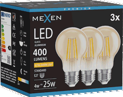 Mexen Vintis 3x LED-Filamentlampe E27, A60, 4W, Warm - 2200K, 400 lm, amber - L150-E27-0422-50x03