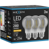 Mexen Vintis 3x LED-Filamentlampe E27, A60, 4W, Warm - 2200K, 280 lm, smoke - L150-E27-0422-70x03