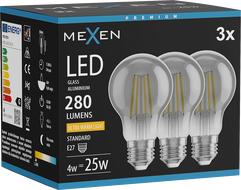 Mexen Vintis 3x LED-Filamentlampe E27, A60, 4W, Warm - 2200K, 280 lm, smoke - L150-E27-0422-70x03