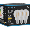 Mexen Vintis 3x LED-Filament-Glühbirne E27, A60, 4W, Warm - 2700K, 470 lm, klar - L150-E27-0427-00x03