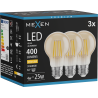 Mexen Vintis 3x LED-Filamentlampe E27, A60, 4W, Warm - 2700K, 400 lm, bernstein - L150-E27-0427-50x03