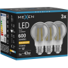 Mexen Vintis 3x LED-Filament-Leuchtmittel E27, A60, 8W, Warm - 2200K, 600 lm, Rauch - L150-E27-0822-70x03