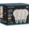 Mexen Vintis 3x LED-Filament-Glühbirne E27, A60, 8W, Warm - 2700K, 1055 lm, klar - L150-E27-0827-00x03