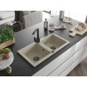 Mexen Mario granitspüle 2-kammerig mit Küchenarmatur Rita, beige - 6504-69-670300-70