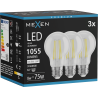 Mexen Vintis 3x LED-Filament-Glühbirne E27, A60, 8W, Neutral - 4000K, 1055 lm, klar - L150-E27-0840-00x03