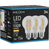Mexen Vintis 3x LED-Filamentlampe E27, A60, 10W, Warm - 2700K, 1320 lm, klar - L150-E27-1027-00x03