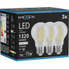 Mexen Vintis 3x LED-Filamentlampe E27, A60, 10W, Neutral - 4000K, 1320 lm, klar - L150-E27-1040-00x03