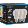 Mexen Vintis 3x LED-Filamentlampe E27, A60, 12W, Warm - 2700K, 1585 lm, klar - L150-E27-1227-00x03