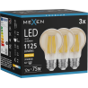 Mexen Vintis 3x LED-Filament-Lampe E27, A60, 12W, Warm - 2700K, 1125 lm, bernstein - L150-E27-1227-50x03