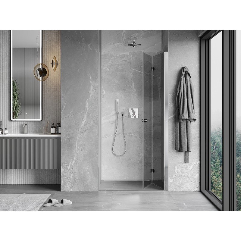 Mexen Mist-F klappbare Duschabtrennung rechts 60 cm, transparent, chrom - 8A6-060-000-01-00-P