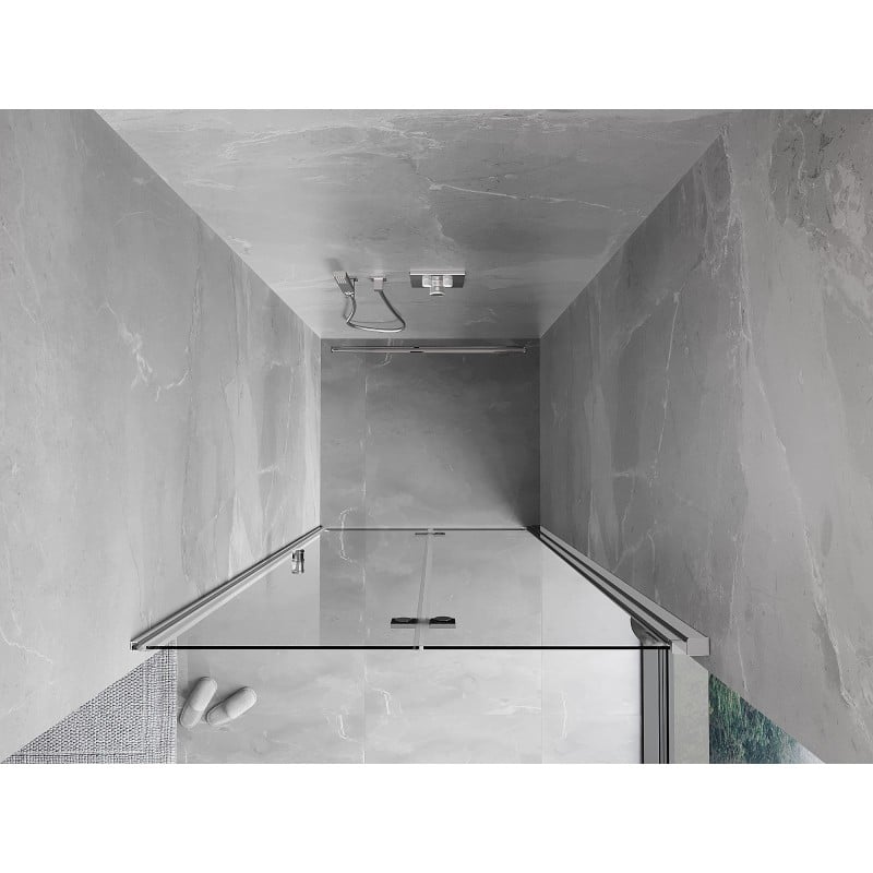 Mexen Mist-F faltbare Duschabtrennung rechts 75 cm, transparent, Chrom - 8A6-075-000-01-00-P