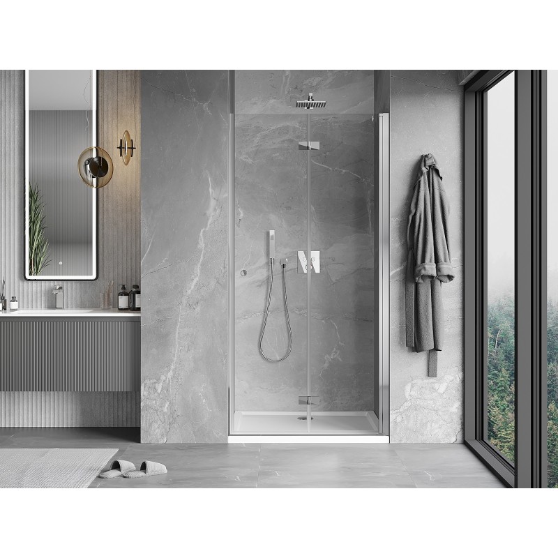 Mexen Mist-F Falttür Dusche rechts 90 cm, transparent, Chrom - 8A6-090-000-01-00-P