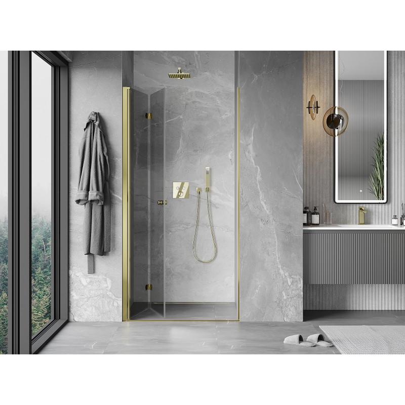 Mexen Mist-F Falttür Dusche links 70 cm, transparent, gold - 8A6-070-000-50-00-L