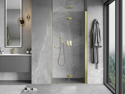 Mexen Mist-F faltbare Duschabtrennung, rechts 100 cm, transparent, gold - 8A6-100-000-50-00-P