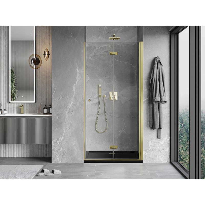 Mexen Mist-F faltbare Duschkabine rechts 110 cm, transparent, gold - 8A6-110-000-50-00-P