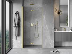 Mexen Mist-F faltbare Duschabtrennung links 95 cm, transparent, gold gebürstet - 8A6-095-000-55-00-L